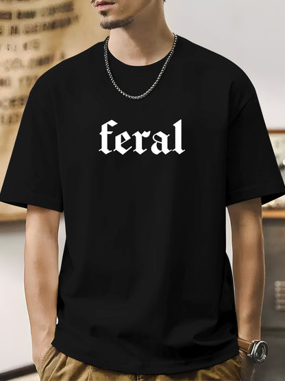 "FERAL" Slogan Shirt - Relaxed Fit, Full Size