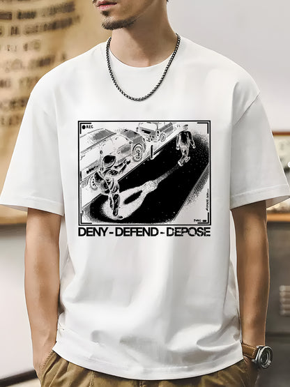 Trendy Black And White Deny DefendDepose Shirt - Relaxed Fit, Full Size