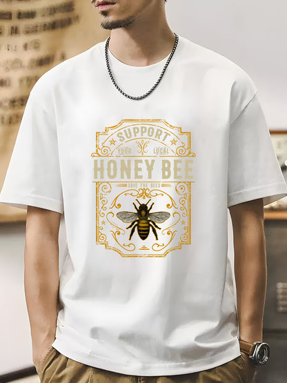 Cartoon Insect & Letter Shirt - Relaxed Fit, Full Size