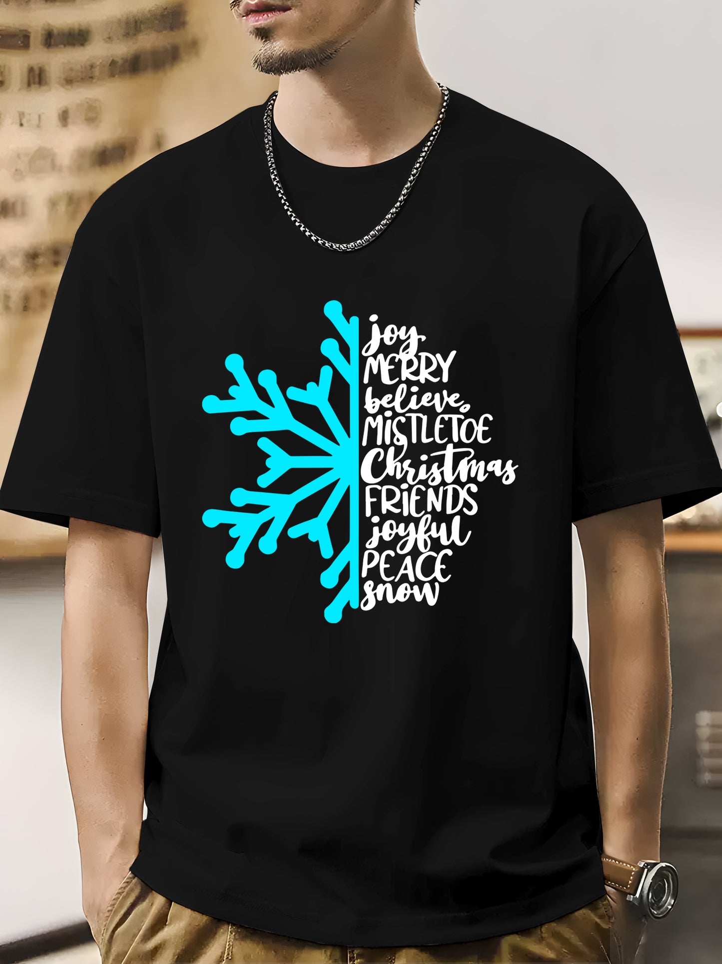 Christmas Snowflake Joy Merry Believe Mistletoe Shirt - Relaxed Fit, Full Size