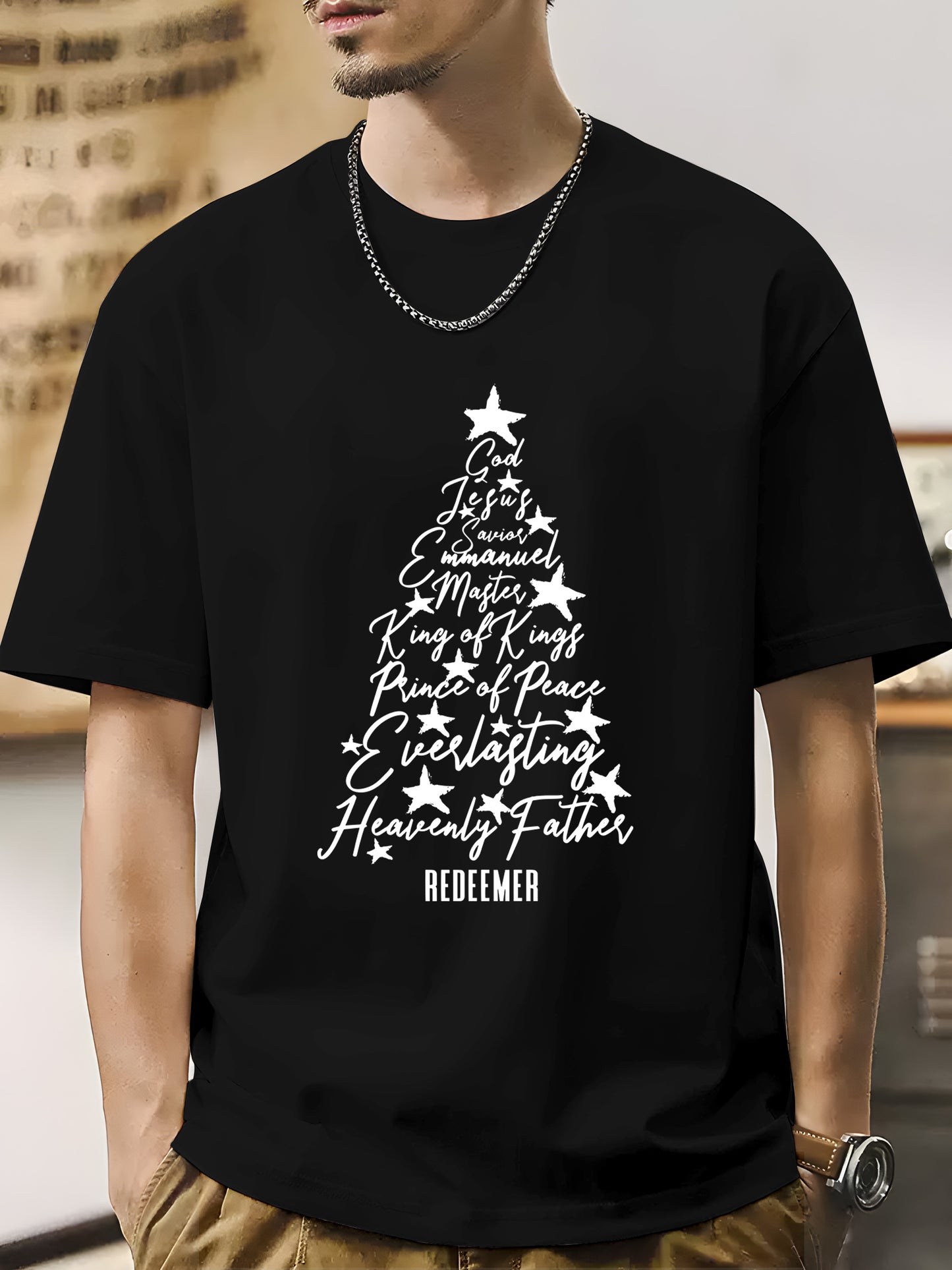 Names of Jesus Christian Faith Christmas Tree Christian Xmas Shirt - Relaxed Fit, Full Size