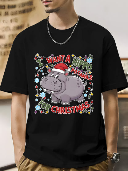 Cute A Hippopotamus For Christmas Shirt - Relaxed Fit, Full Size