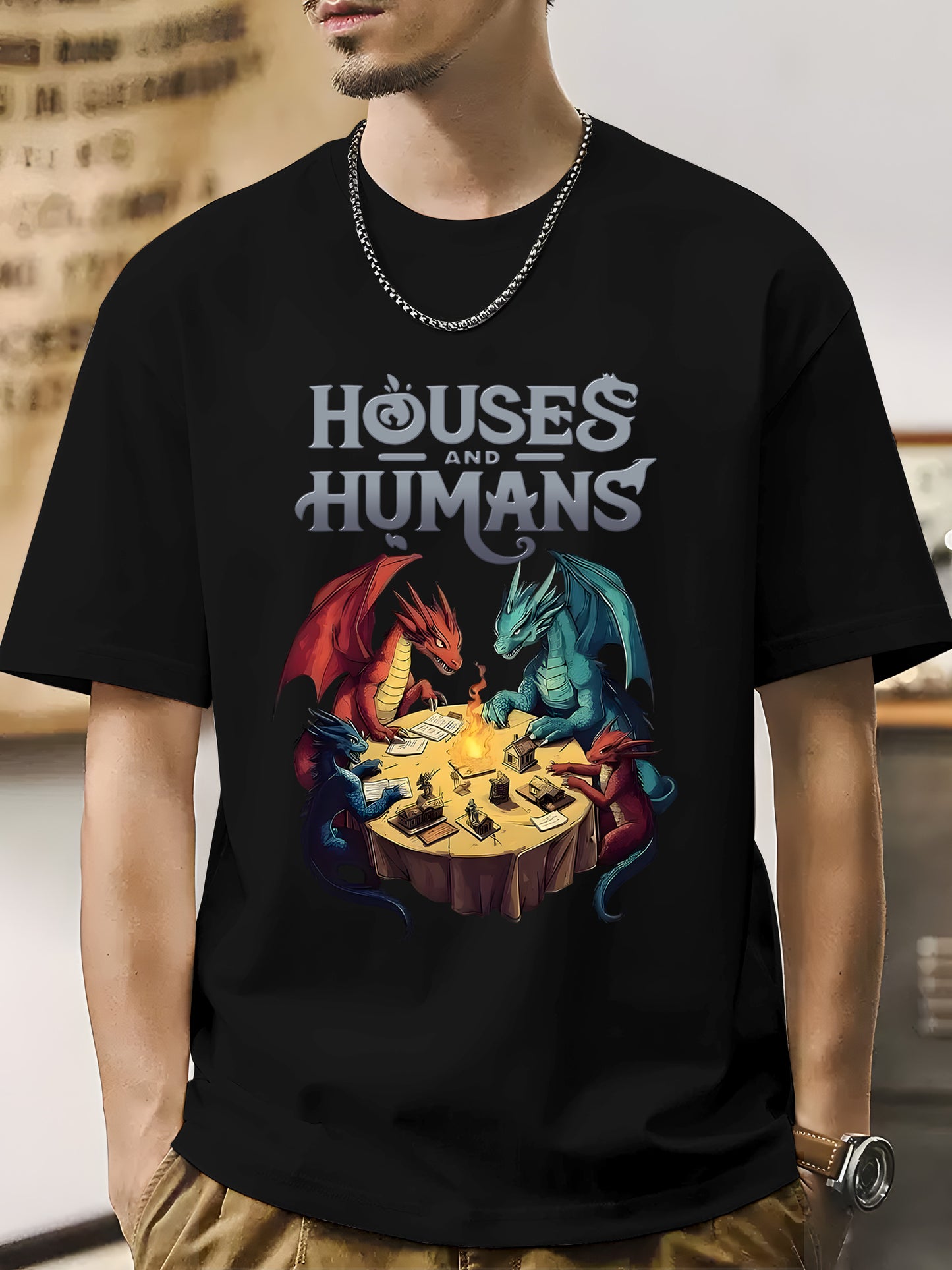 Houses and Humans DnD Shirt - Relaxed Fit, Full Size