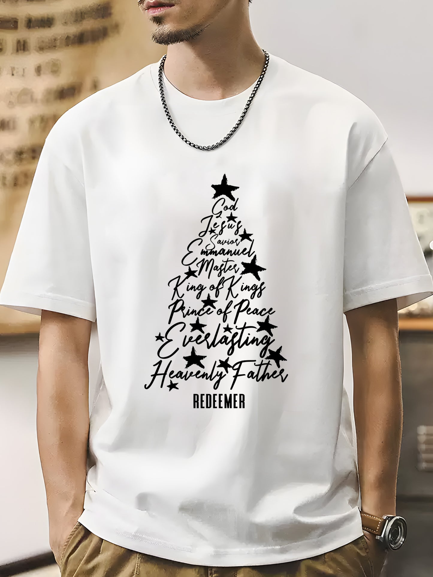 Names of Jesus Christian Faith Christmas Tree Christian Xmas Shirt - Relaxed Fit, Full Size