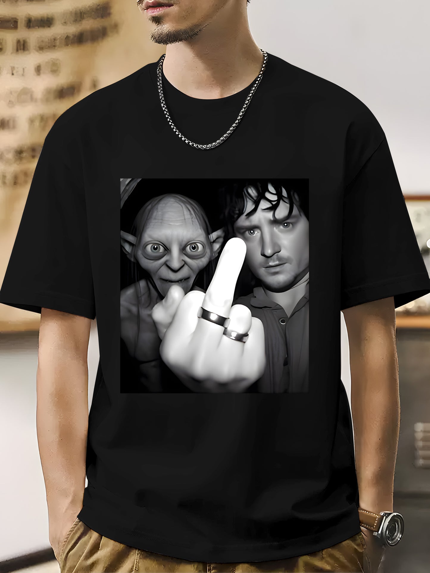 Fun Gollum and Frodo Shirt - Relaxed Fit, Full Size