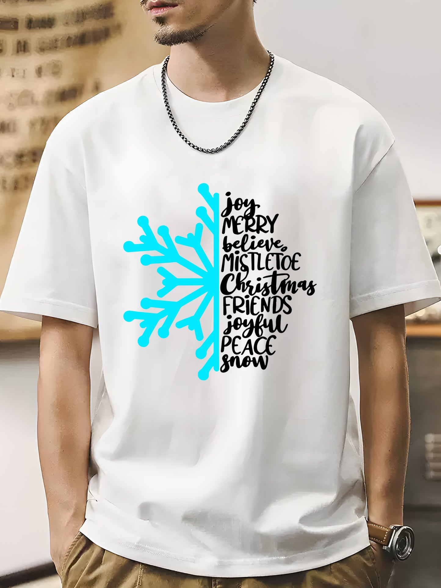 Christmas Snowflake Joy Merry Believe Mistletoe Shirt - Relaxed Fit, Full Size