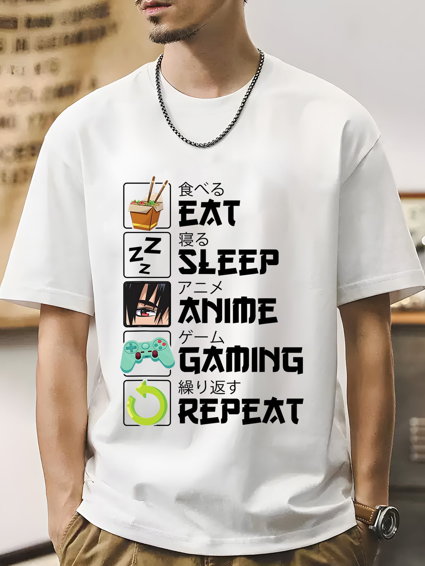 Eat And Sleep Anime Game Shirt - Relaxed Fit, Full Size