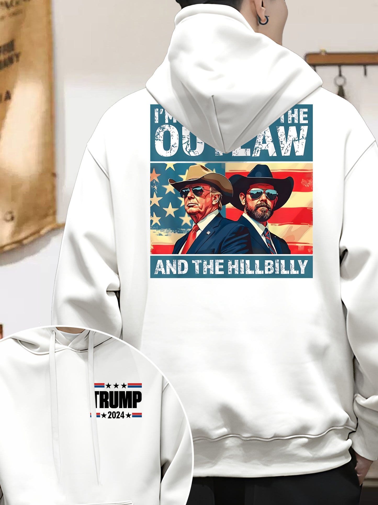 Trump I'm Voting For The Outlaw And Hillbilly American Flag Trum Vance Shirt - Relaxed Fit, Full Size