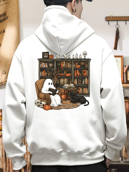 Retro Ghost Reading Books Shirt - Relaxed Fit, Full Size