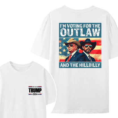 Trump I'm Voting For The Outlaw And Hillbilly American Flag Trum Vance Shirt - Relaxed Fit, Full Size