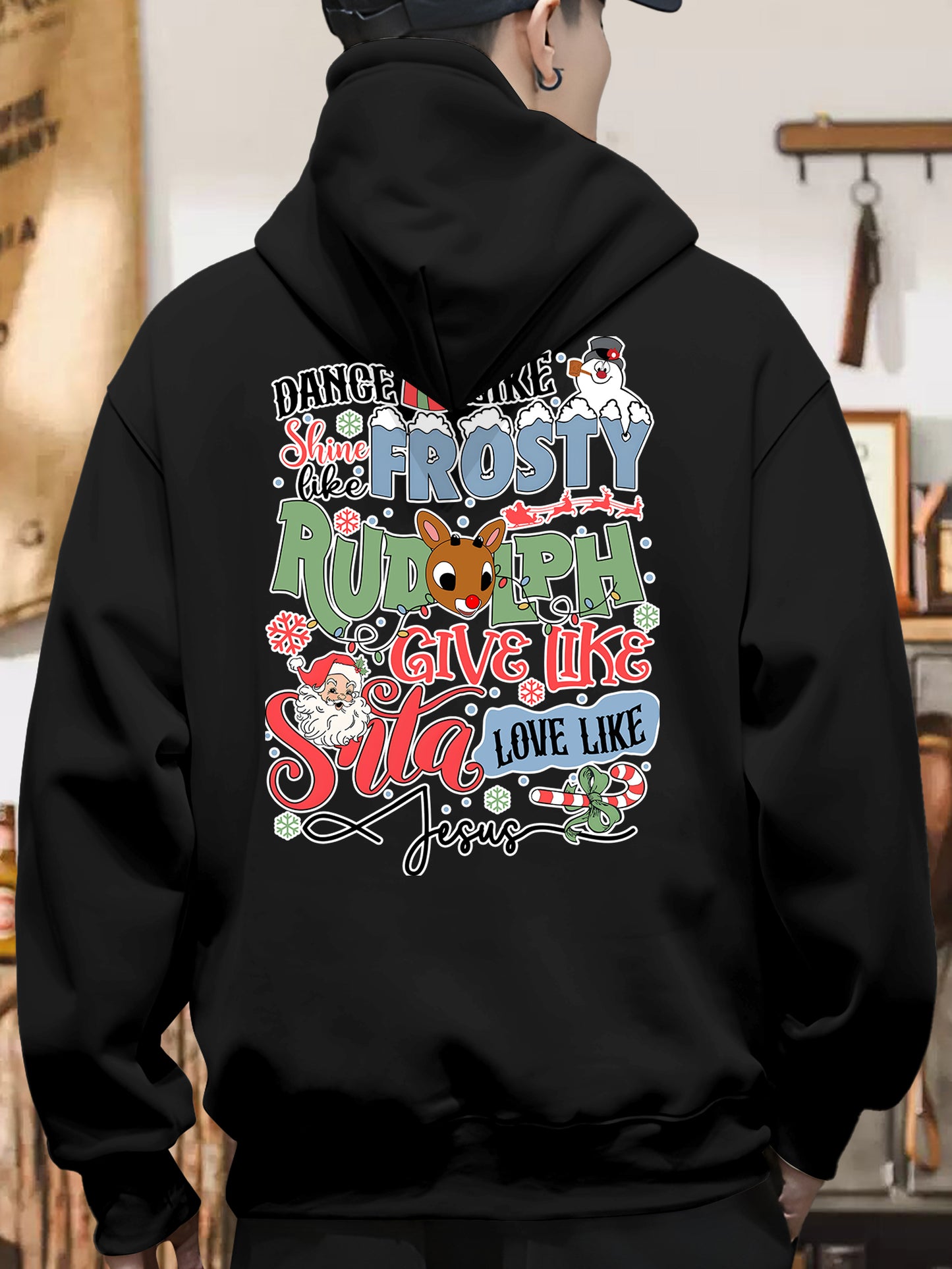 Dance Like Frosty Shine Like Rudolph Sweatshirt, Love Like Jesus Sweater Shirt - Relaxed Fit, Full Size