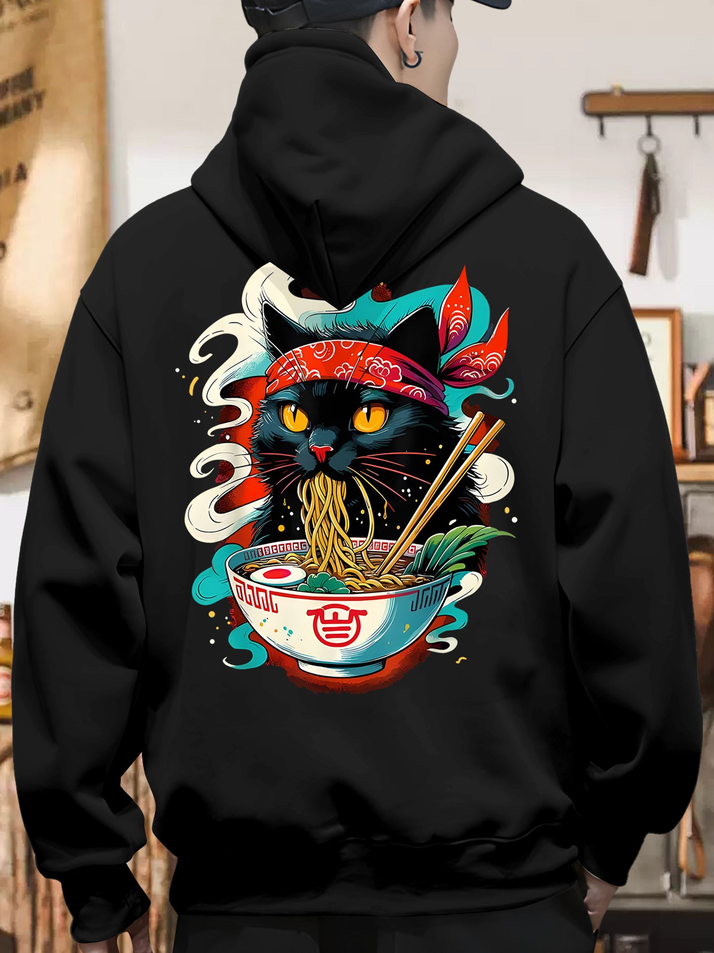 Cat Ramen Japanese Anime Shirt - Relaxed Fit, Full Size