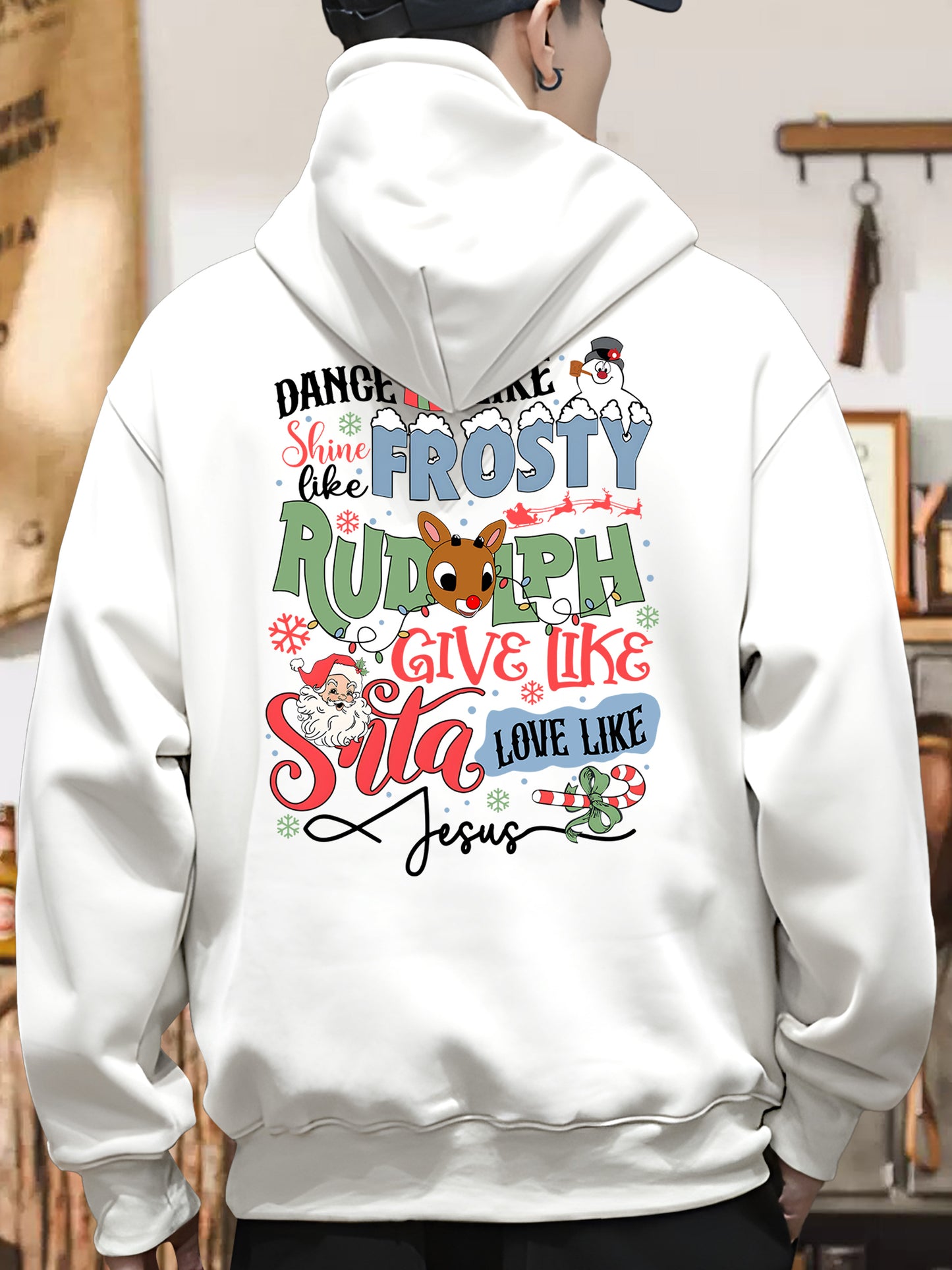 Dance Like Frosty Shine Like Rudolph Sweatshirt, Love Like Jesus Sweater Shirt - Relaxed Fit, Full Size