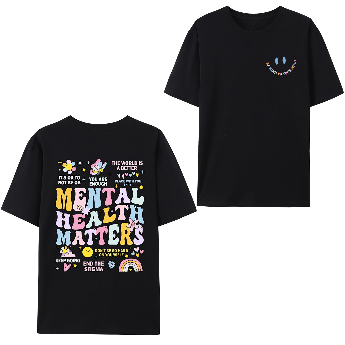 "Mental Health Matters" Slogan Shirt - Relaxed Fit, Full Size