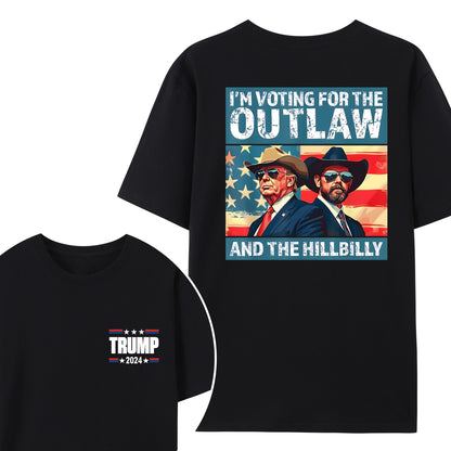 Trump I'm Voting For The Outlaw And Hillbilly American Flag Trum Vance Shirt - Relaxed Fit, Full Size