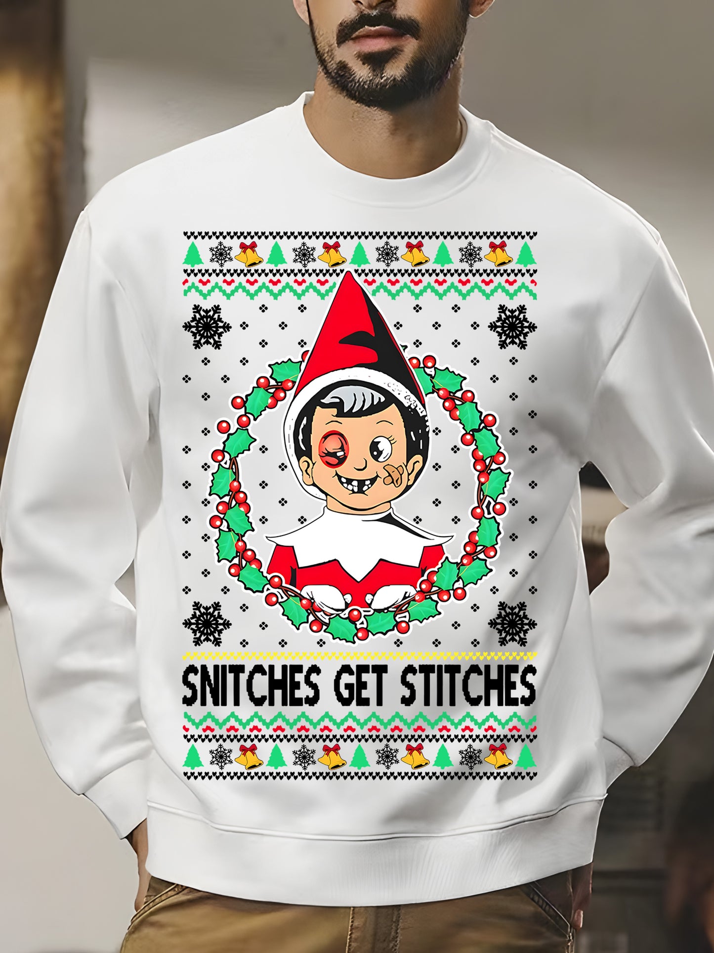 Snitches Get A Ugly Christmas Shirt - Relaxed Fit, Full Size