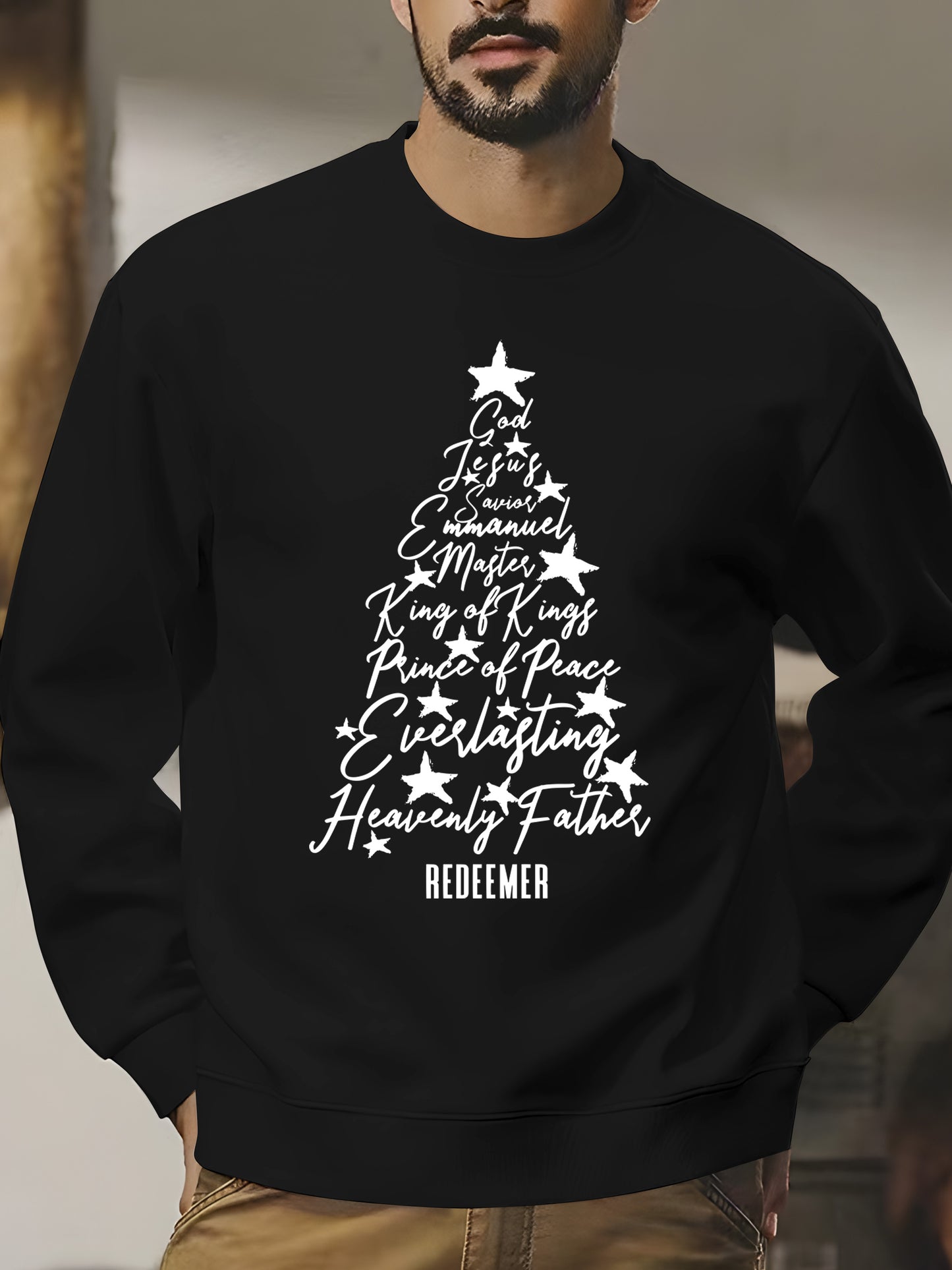 Names of Jesus Christian Faith Christmas Tree Christian Xmas Shirt - Relaxed Fit, Full Size