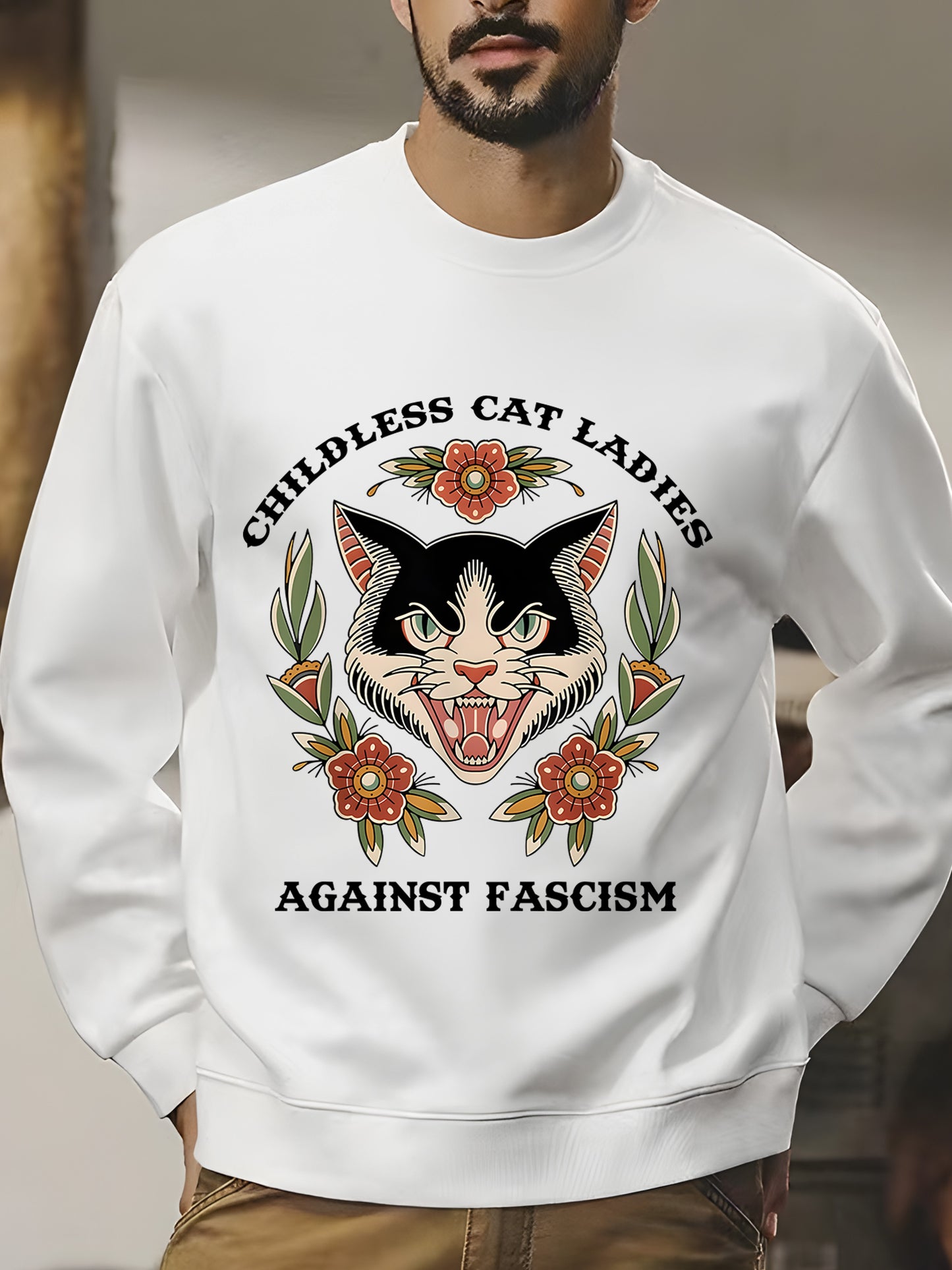 Childless Cat Ladies Kamal Crewneck Shirt - Relaxed Fit, Full Size