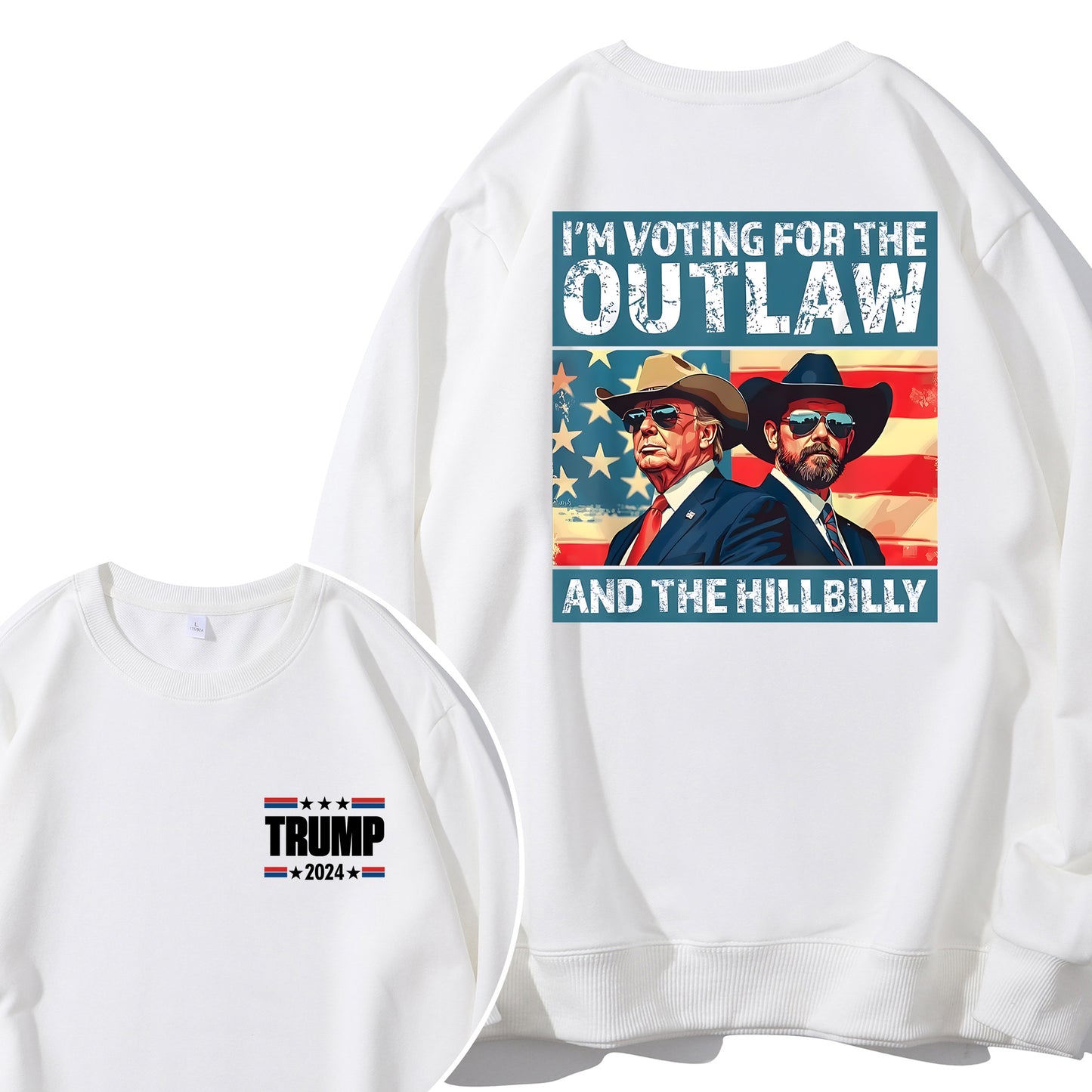 Trump I'm Voting For The Outlaw And Hillbilly American Flag Trum Vance Shirt - Relaxed Fit, Full Size