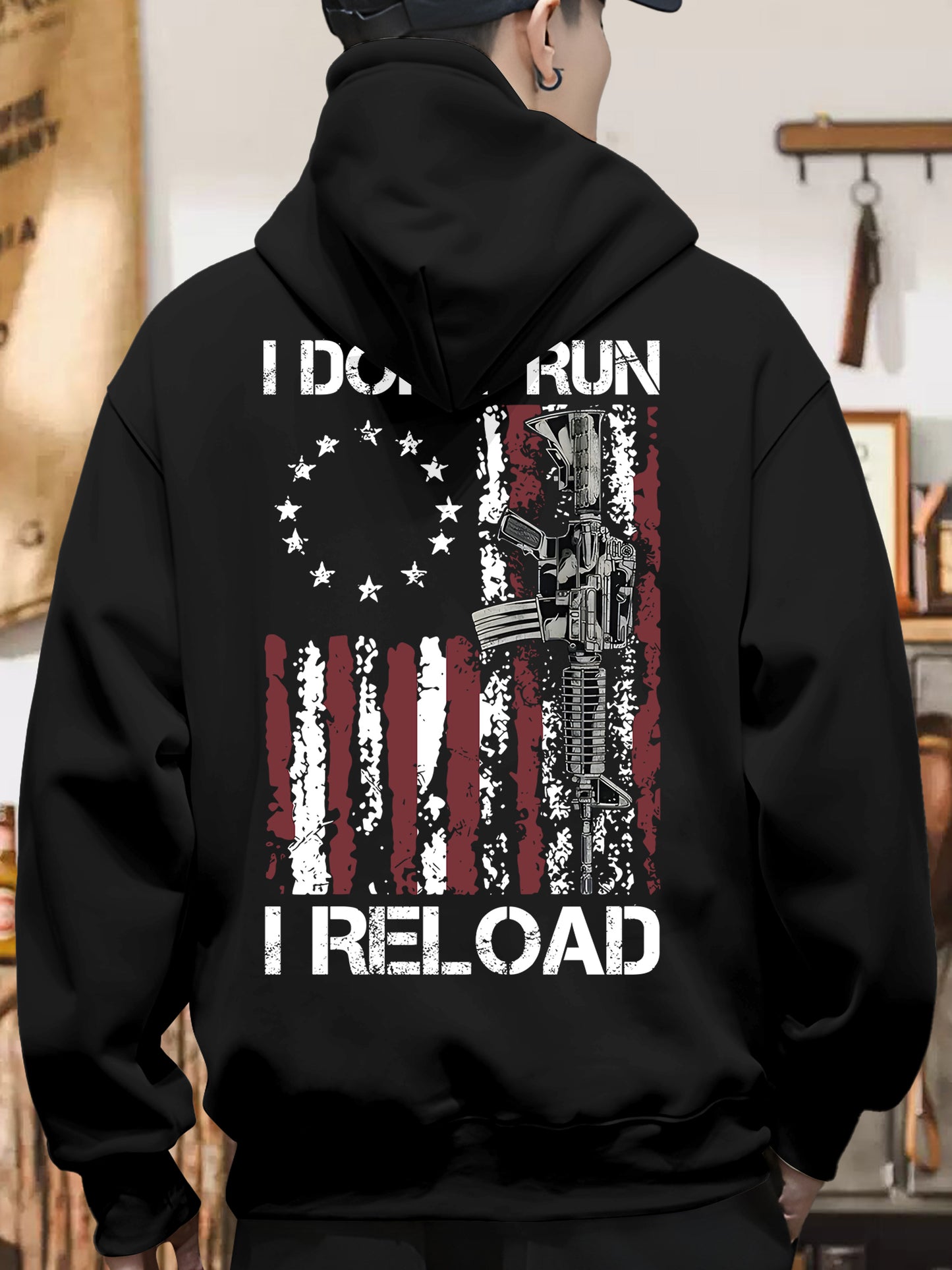 I Don't Run I Reload Gun American Flag Shirt - Relaxed Fit, Full Size