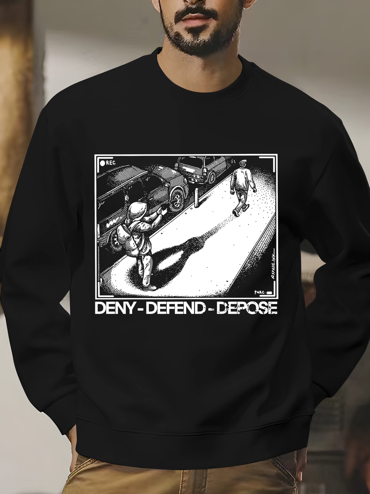 Trendy Black And White Deny DefendDepose Shirt - Relaxed Fit, Full Size