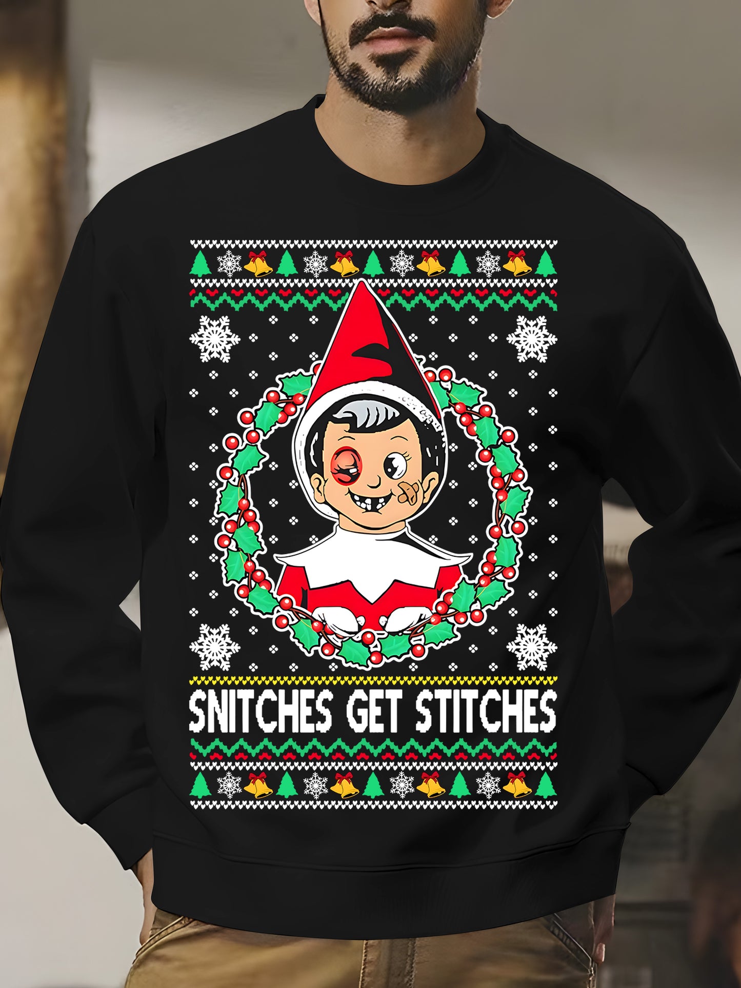 Snitches Get A Ugly Christmas Shirt - Relaxed Fit, Full Size