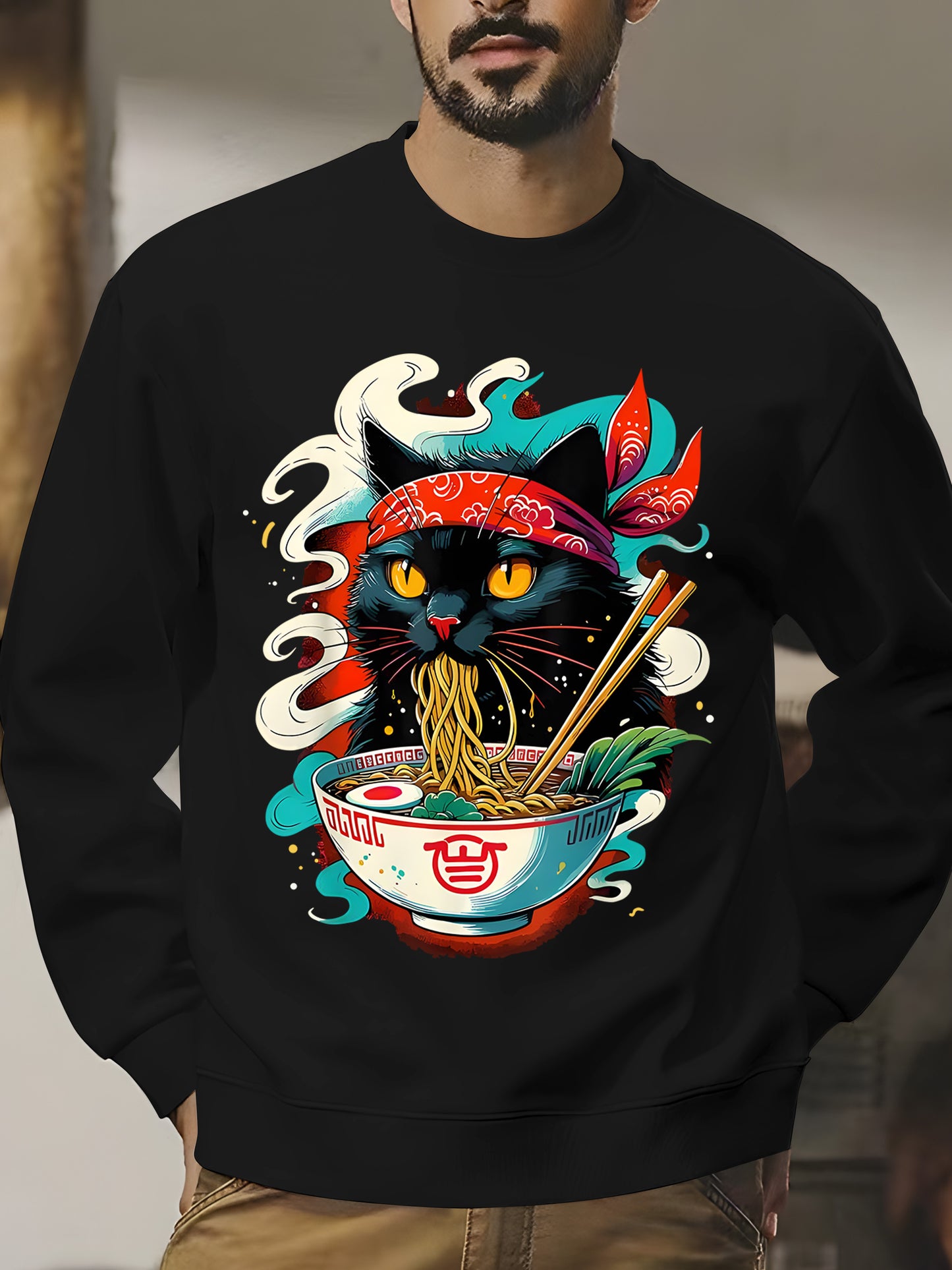 Cat Ramen Japanese Anime Shirt - Relaxed Fit, Full Size