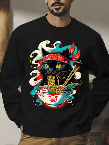 Cat Ramen Japanese Anime Shirt - Relaxed Fit, Full Size