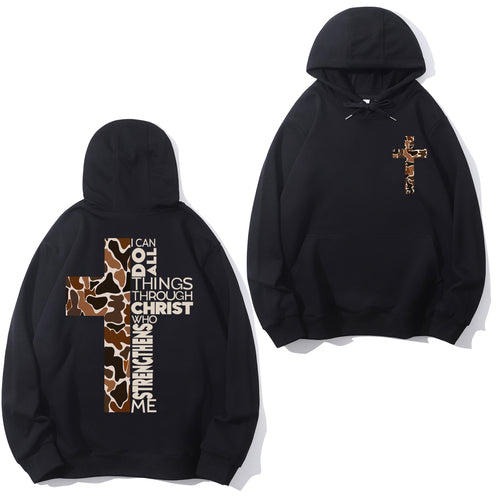 Camo Cross Design with Philippians 4:13 Verse Shirt - Relaxed Fit, Full Size