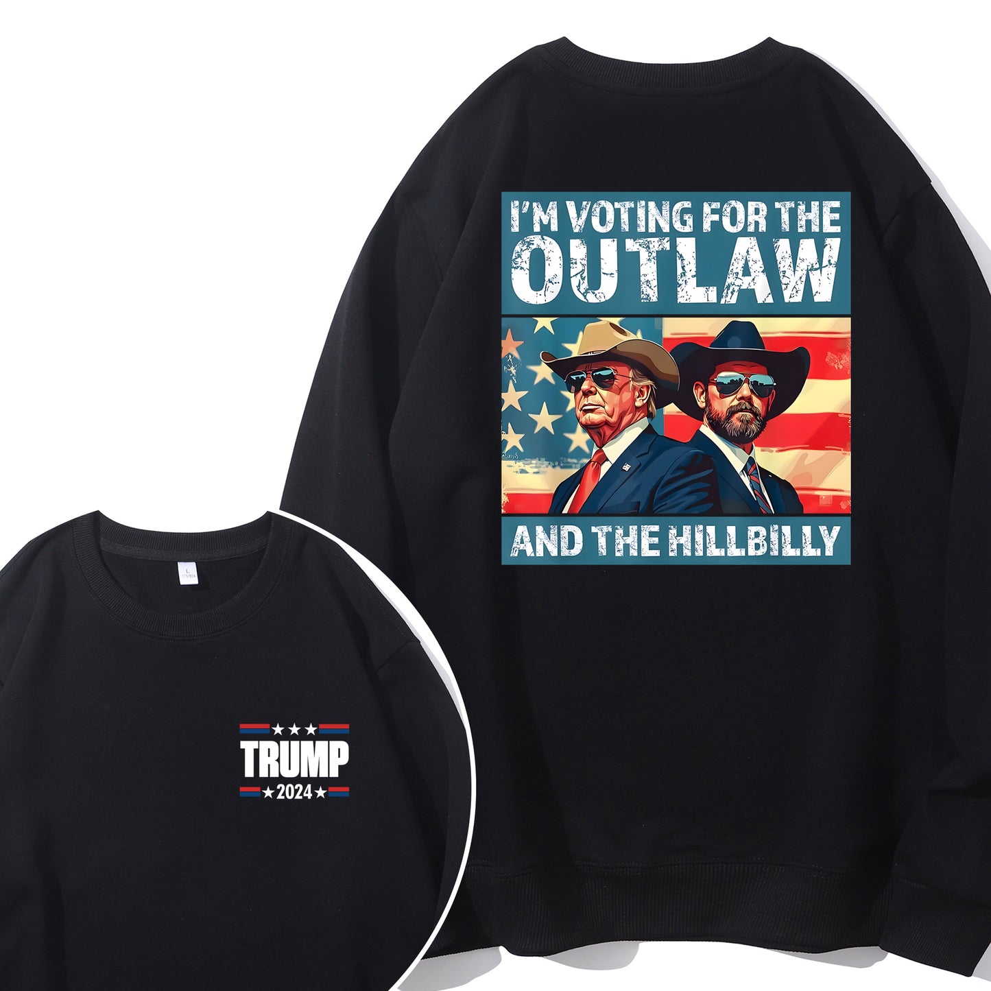 Trump I'm Voting For The Outlaw And Hillbilly American Flag Trum Vance Shirt - Relaxed Fit, Full Size