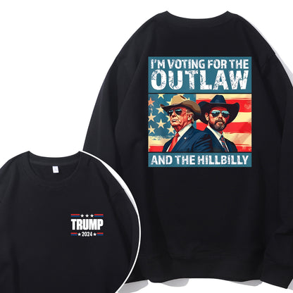 Trump I'm Voting For The Outlaw And Hillbilly American Flag Trum Vance Shirt - Relaxed Fit, Full Size