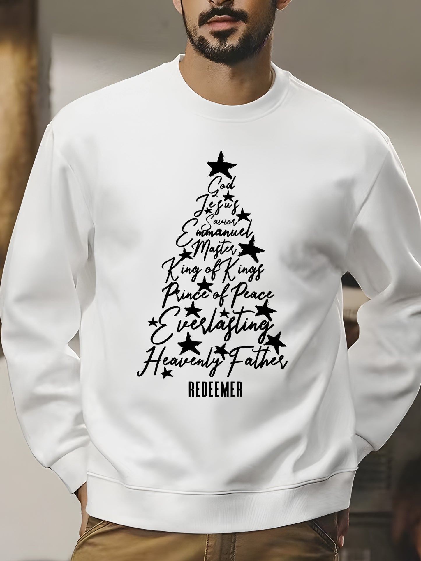 Names of Jesus Christian Faith Christmas Tree Christian Xmas Shirt - Relaxed Fit, Full Size