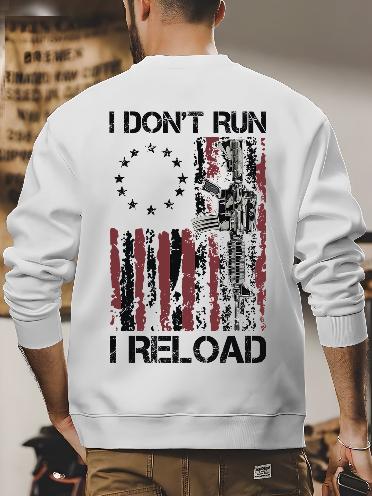 I Don't Run I Reload Gun American Flag Shirt - Relaxed Fit, Full Size