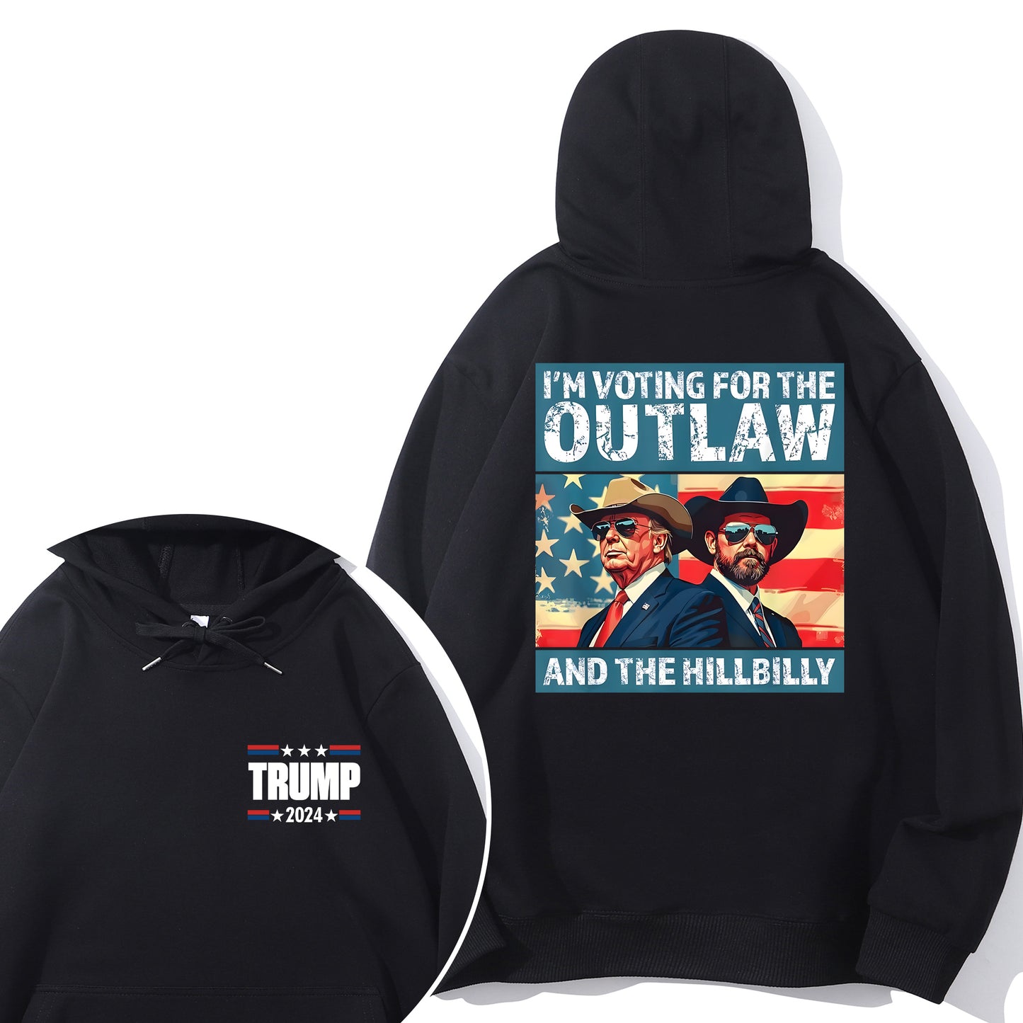 Trump I'm Voting For The Outlaw And Hillbilly American Flag Trum Vance Shirt - Relaxed Fit, Full Size