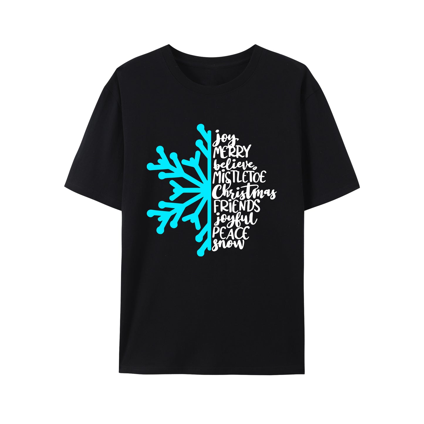 Christmas Snowflake Joy Merry Believe Mistletoe Shirt - Relaxed Fit, Full Size