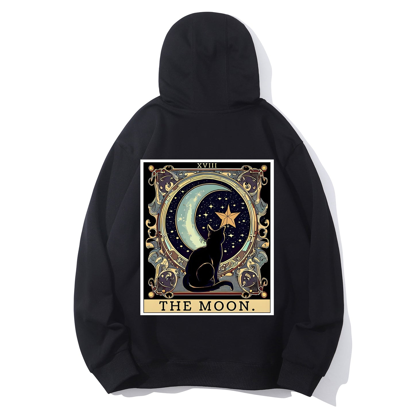 Black Cat Cresent Moon Tarot Card Shirt - Relaxed Fit, Full Size