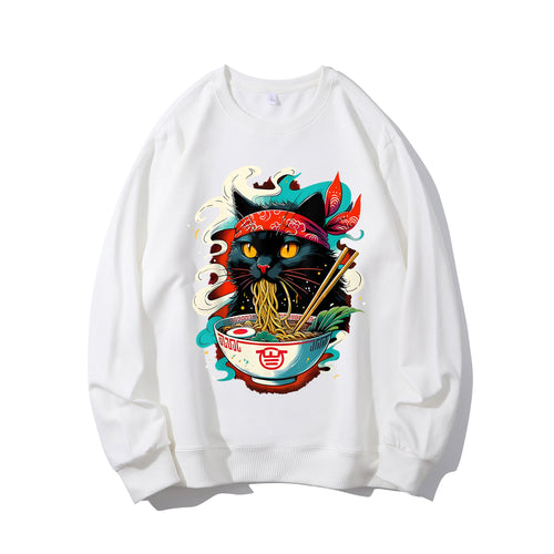 Cat Ramen Japanese Anime Shirt - Relaxed Fit, Full Size