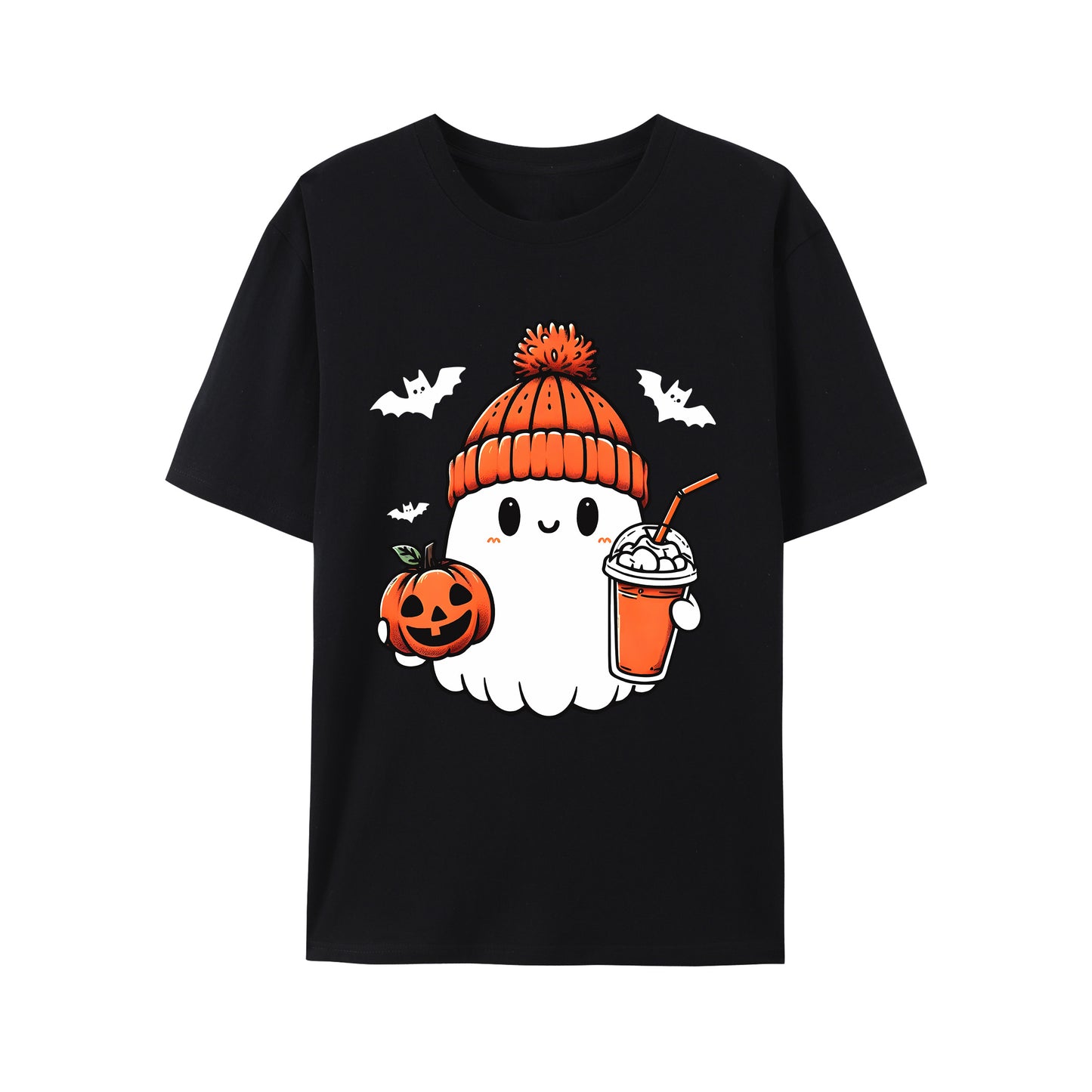 Halloween Ghost & Pumpkin Shirt - Relaxed Fit, Full Size