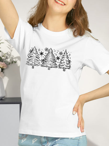 Snow Trees With Sleeve Shirt - Relaxed Fit, Full Size