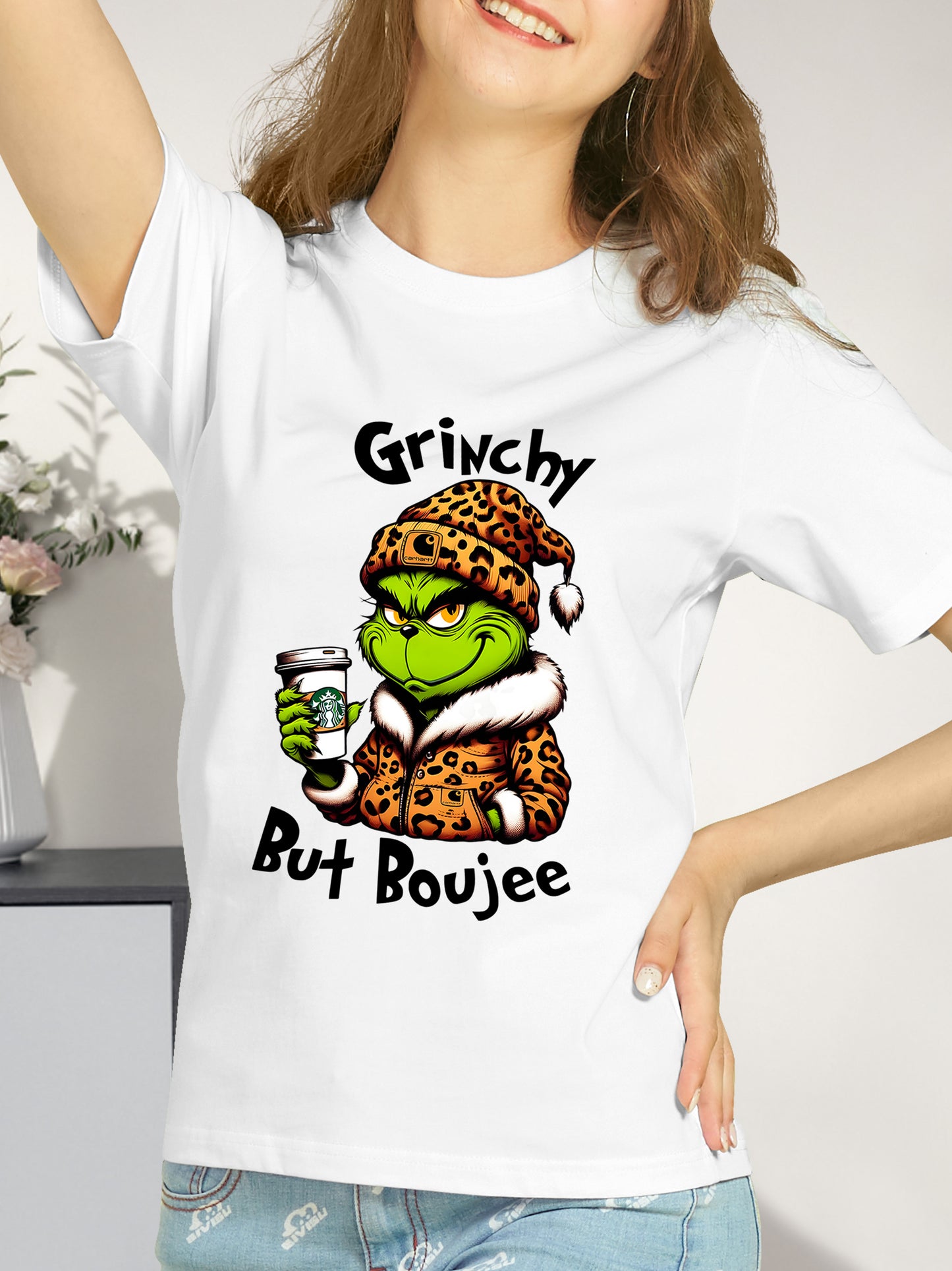 Grinchy but Boujee Christmas Shirt - Relaxed Fit, Full Size