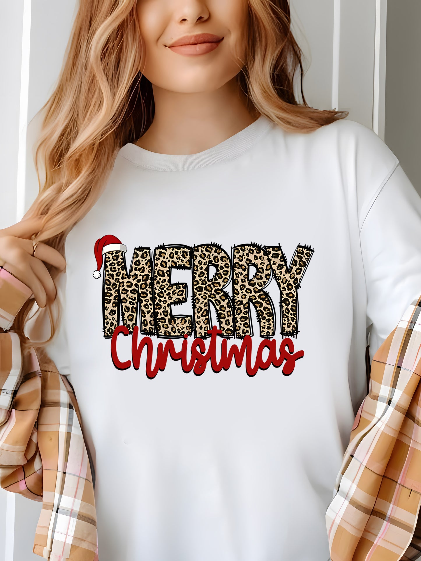 Merry Christmas Leopard Shirt - Relaxed Fit, Full Size（复制）