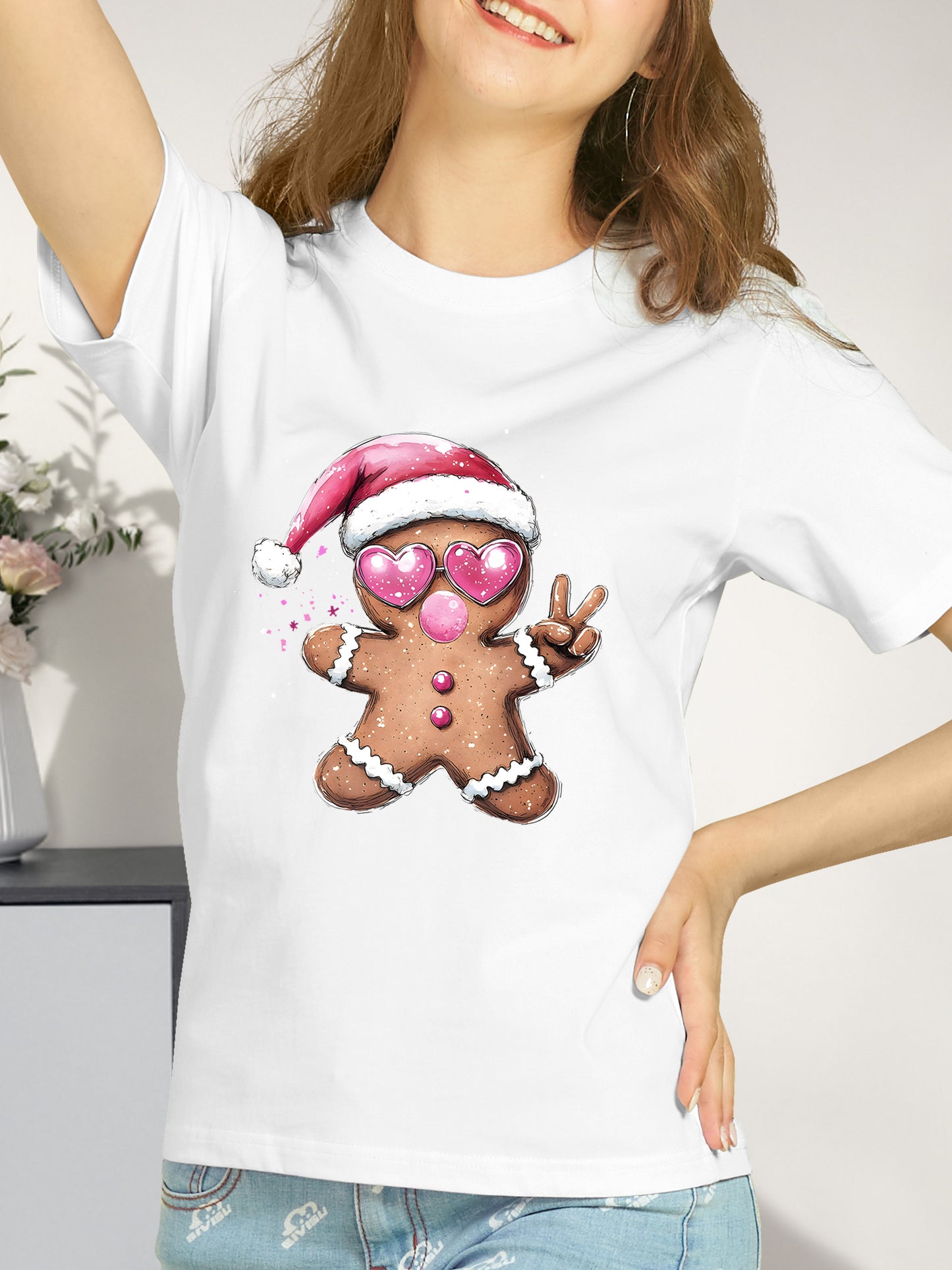 Bubble Gum Gingerbread Christmas Shirt - Relaxed Fit, Full Size