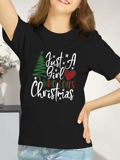 Just a Girl Who Loves Christmas Shirt - Relaxed Fit, Full Size