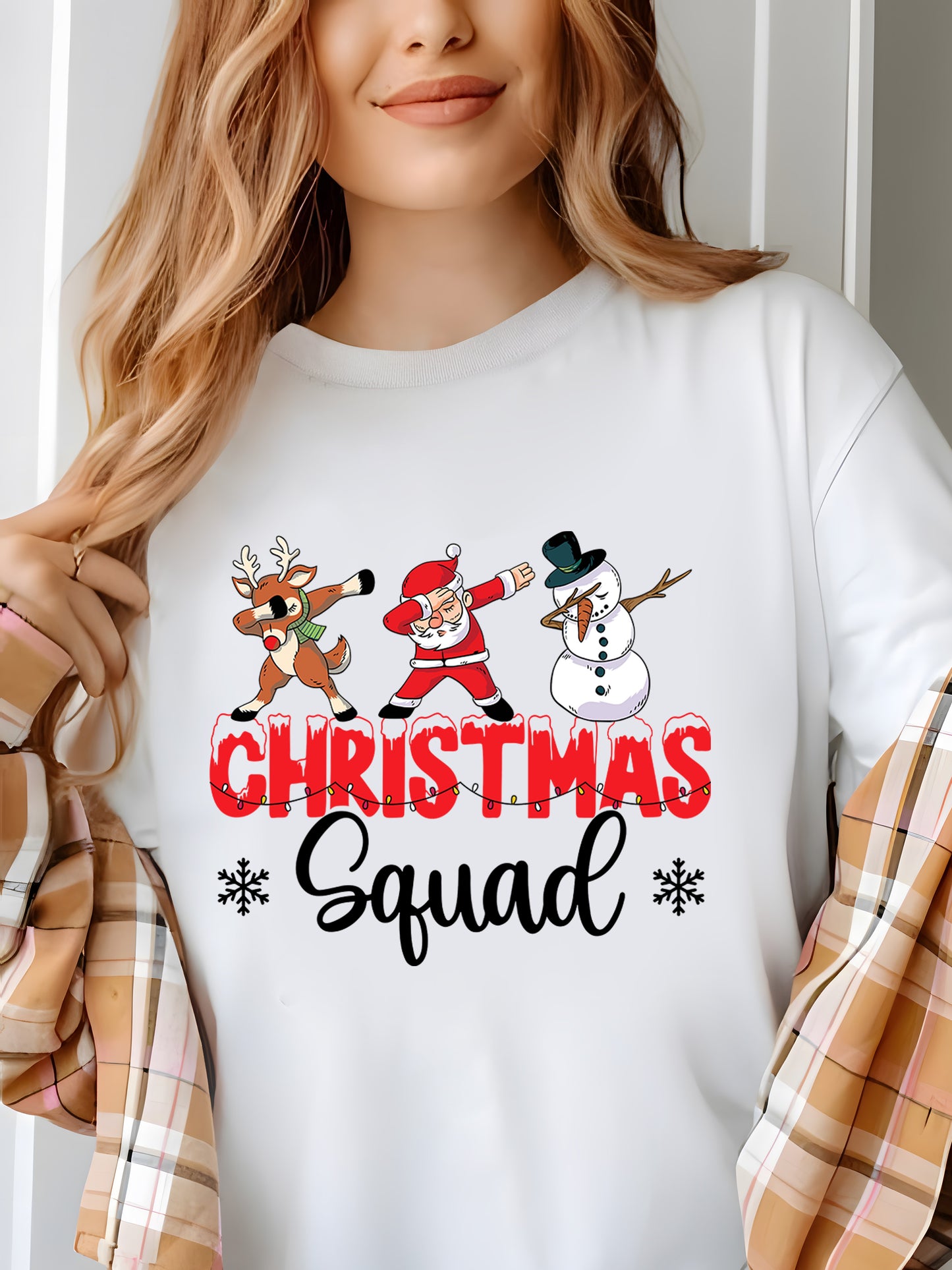 Xmas Reindeer Santa Hat Shirt - Relaxed Fit, Full Size