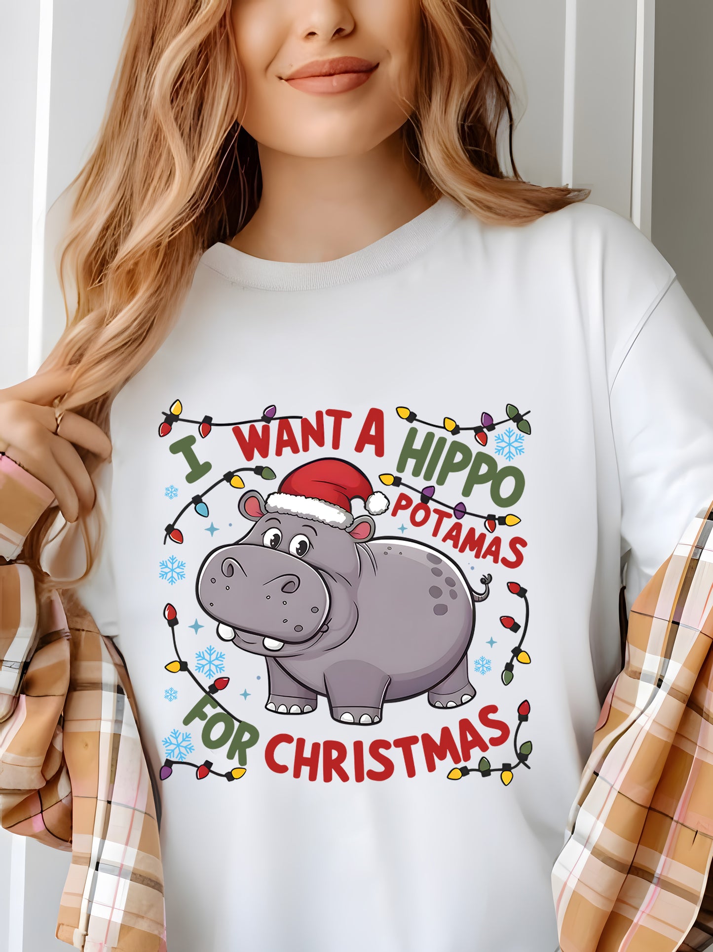 Cute A Hippopotamus For Christmas Shirt - Relaxed Fit, Full Size