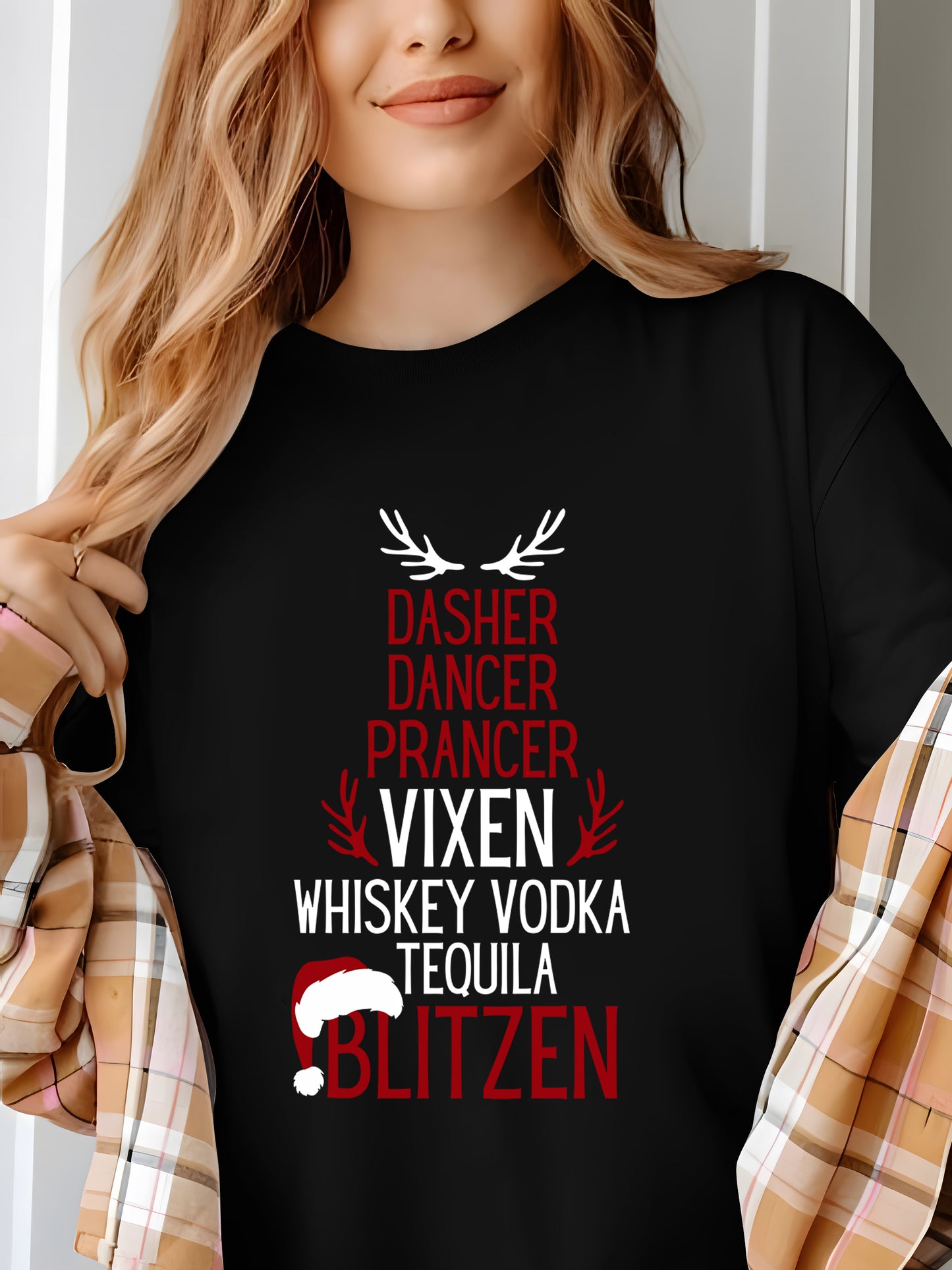 Dasher Dancer Prancer Vixen Moscato Vodka Tequila Blitzen Shirt - Relaxed Fit, Full Size