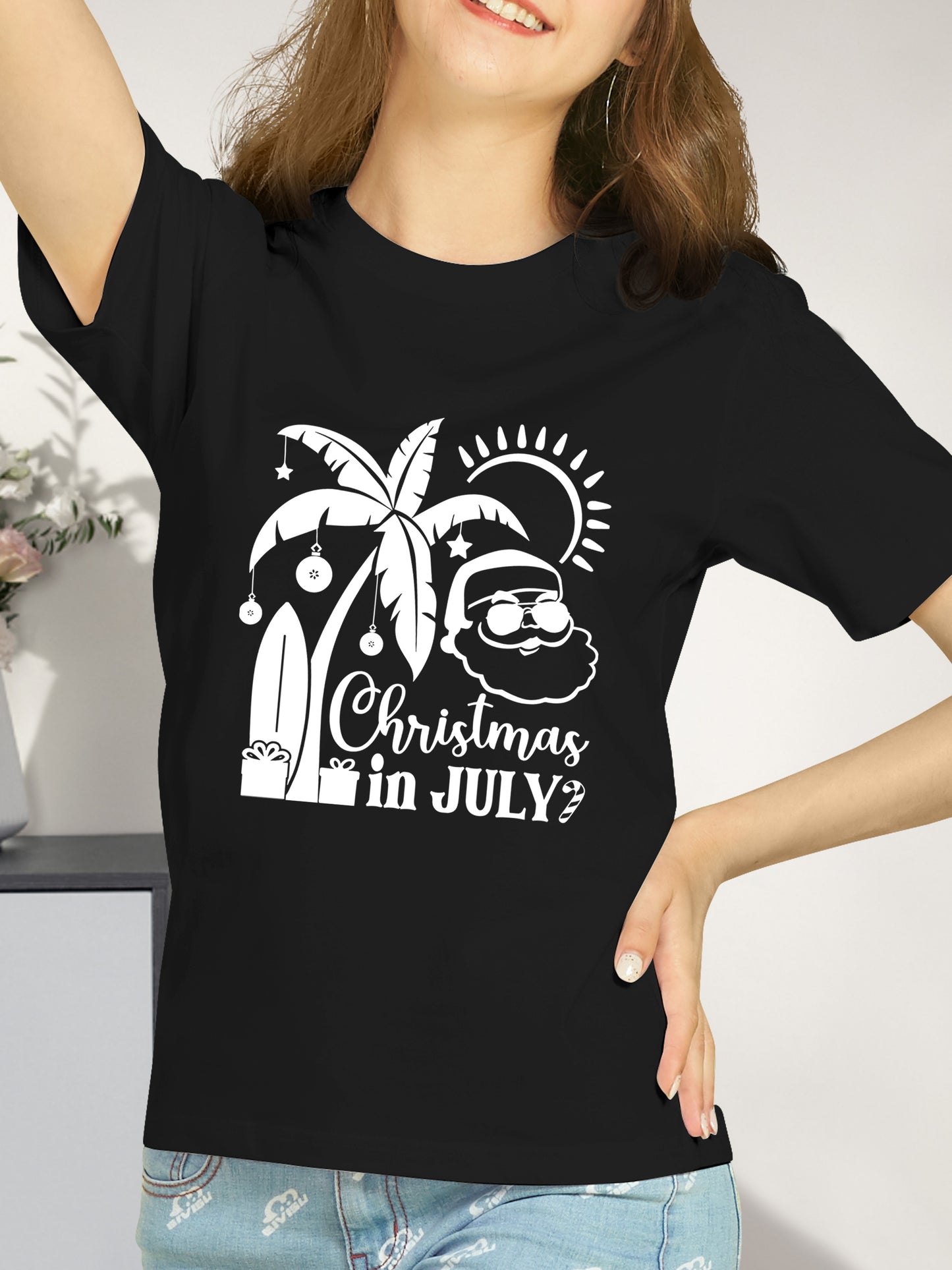 Christmas In July Shirt, Santa With Sunglasses, Summer Vacation Shirt - Relaxed Fit, Full Size