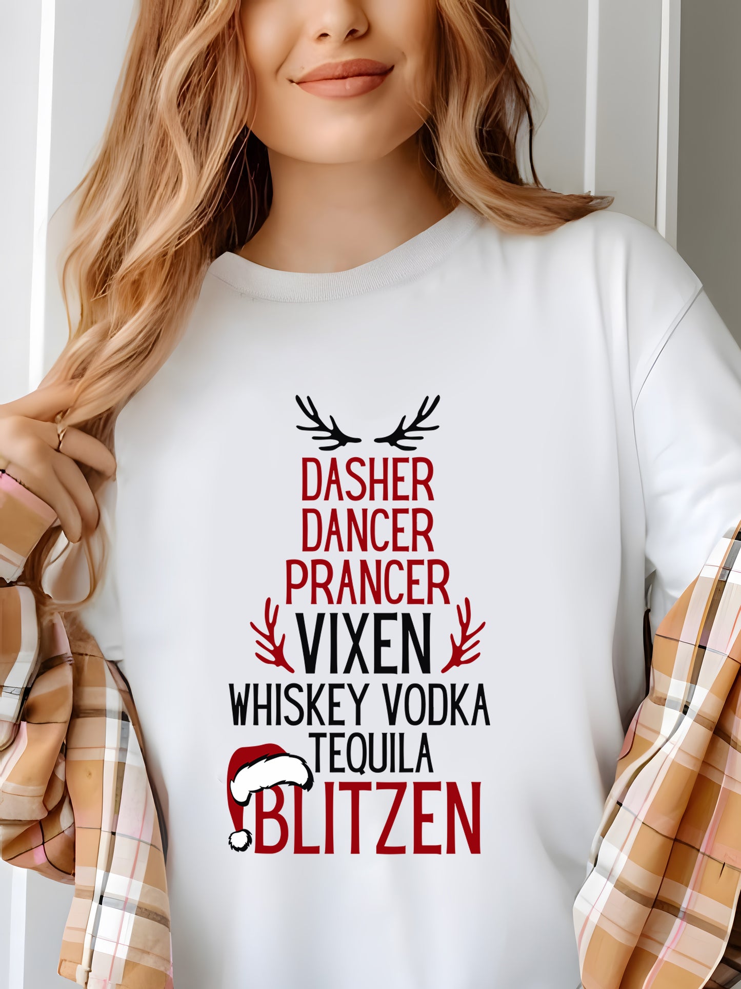 Dasher Dancer Prancer Vixen Moscato Vodka Tequila Blitzen Shirt - Relaxed Fit, Full Size