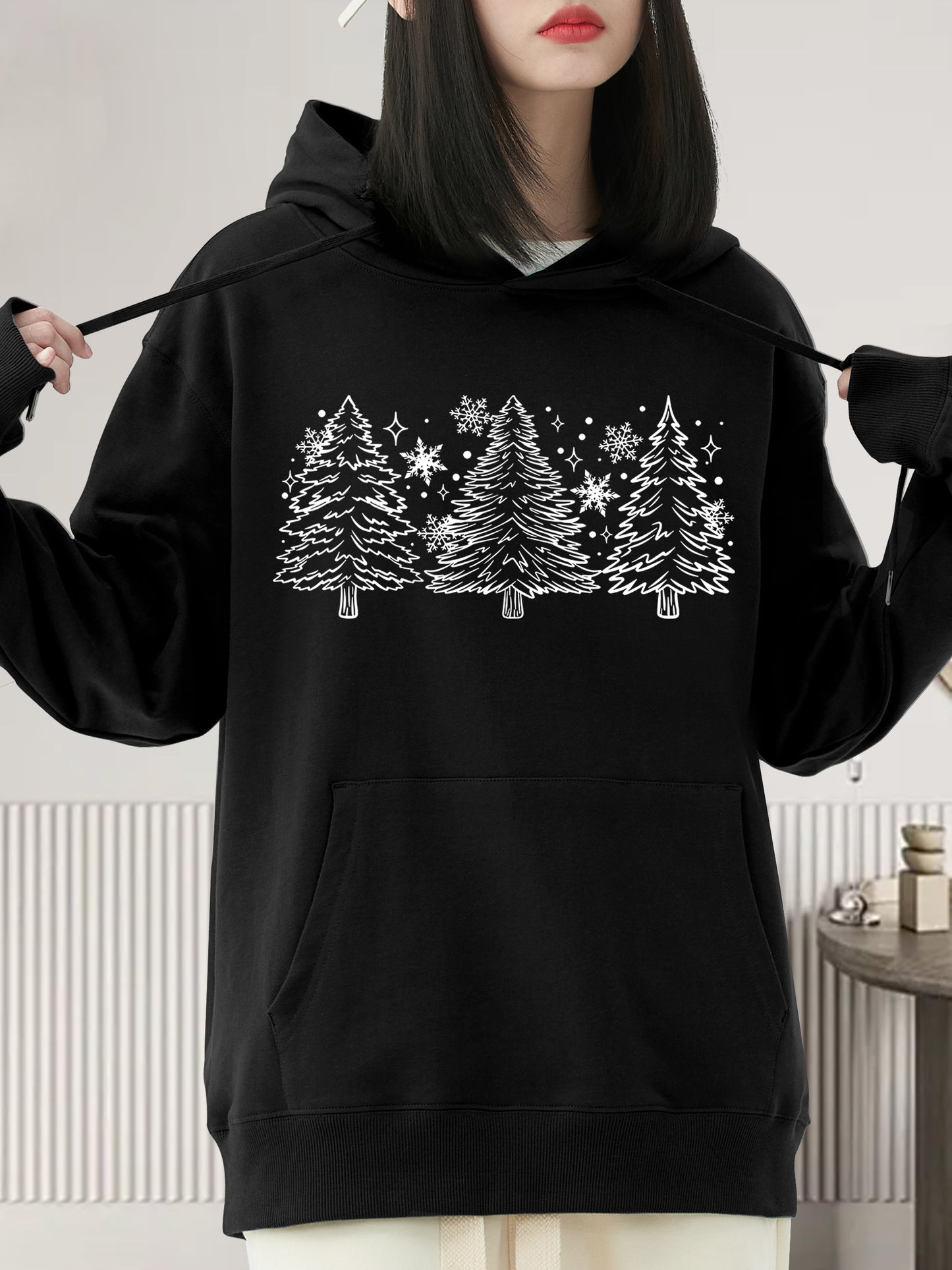 Snow Trees With Sleeve Shirt - Relaxed Fit, Full Size