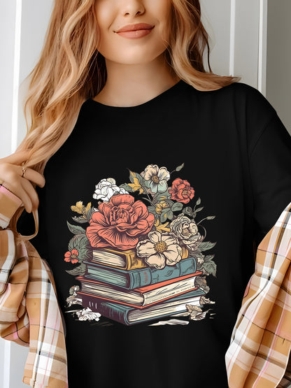 Floral & Books Shirt - Relaxed Fit, Full Size